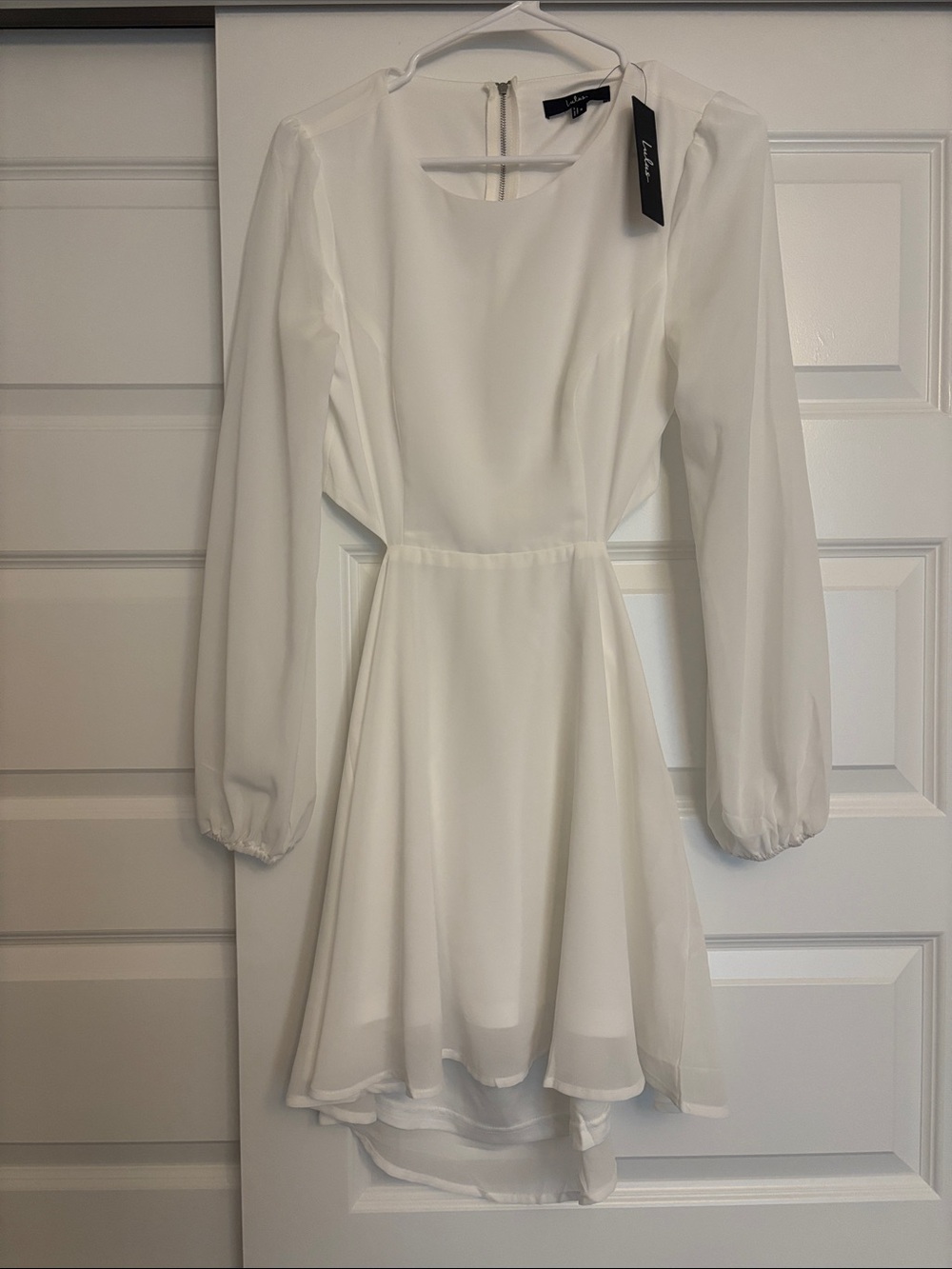 Lulu's White Long-Sleeve Flowy Skater Dress